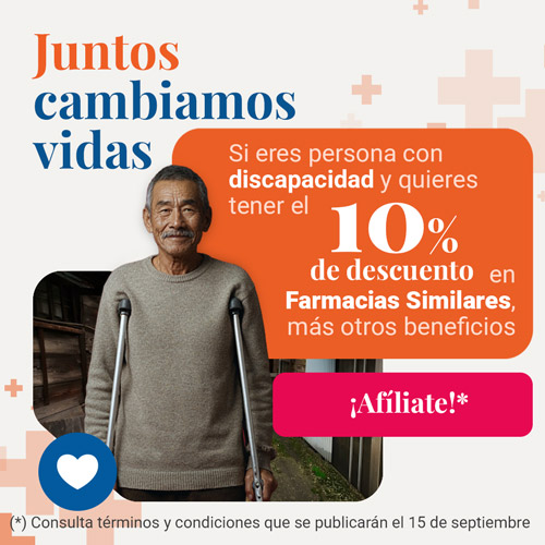 Promocion del 10 por ciento en farmacias similares para discapacitados afiliados